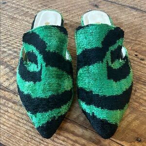 Ayca Designs Green and Black Women's Mules